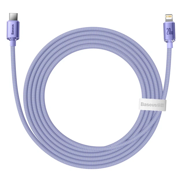 Кабель Baseus Crystal Shine USB-C to Lightning 2m Purple (CAJY000305) - Фото 4 Кабель Baseus Crystal Shine USB-C to Lightning 2m Purple (CAJY000305) - изображение 4