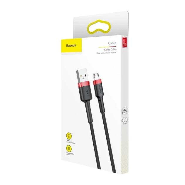 Кабель Baseus Cafule USB-A to Micro-USB 2m Black/Red (CAMKLF-C91) - Фото 12 Кабель Baseus Cafule USB-A to Micro-USB 2m Black/Red (CAMKLF-C91) - зображення 12
