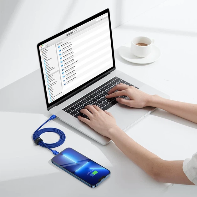 Кабель Baseus Crystal Shine USB-C to Lightning 1.2m Blue (CAJY000203) - Фото 9 Кабель Baseus Crystal Shine USB-C to Lightning 1.2m Blue (CAJY000203) - зображення 9