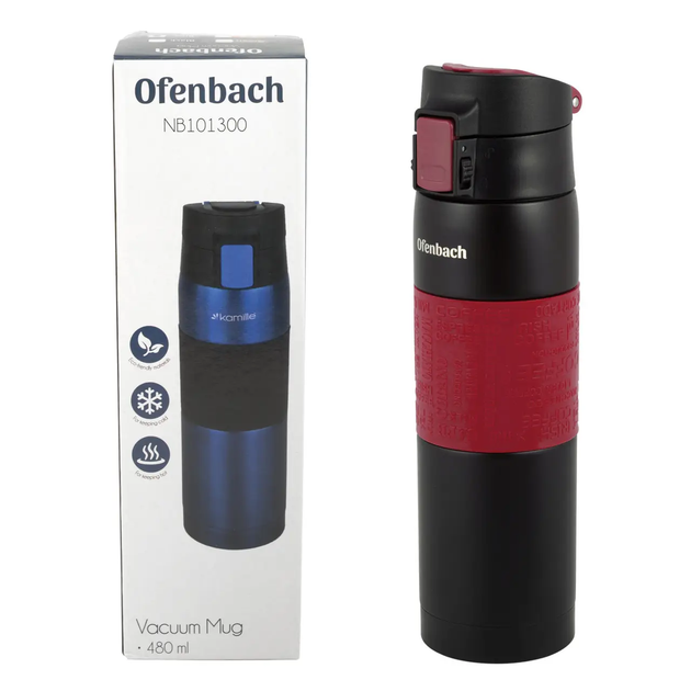 Термокружка Ofenbach NB-101300 480 мл червона з нержавіючої сталі, герметична, для кави та чаю - зображення 6