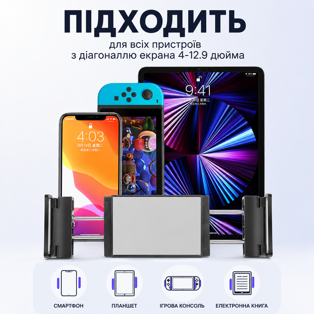 Держатель телефона планшета на подголовник сиденья вращающийся в автомобиль - Фото 2 Держатель телефона планшета на подголовник сиденья вращающийся в автомобиль - изображение 2