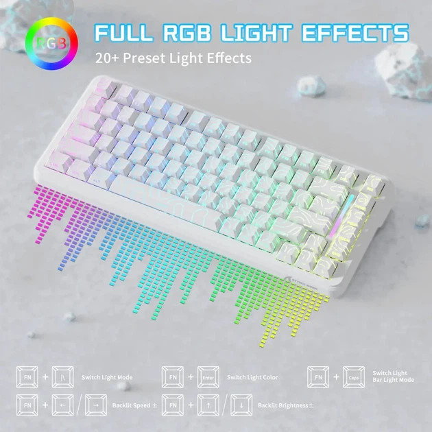 Бездротова магнітна клавіатура ATTACK SHARK X82 PRO HE White (2.4G/Bluetooth/USB type-c) RGB Підсвічування - зображення 5