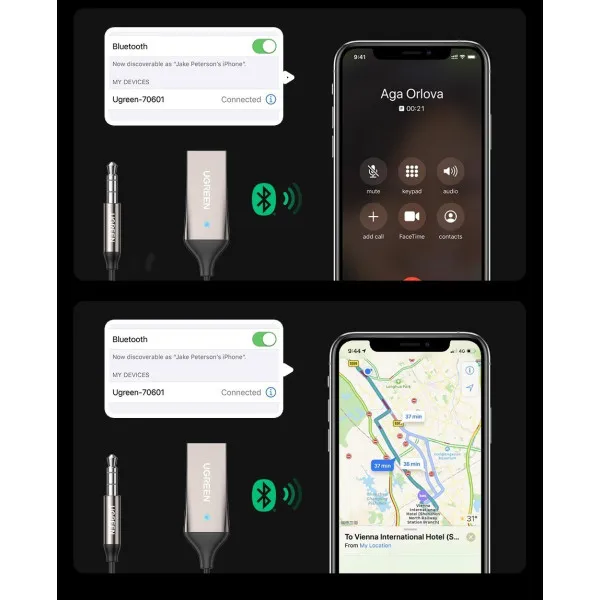 Bluetooth-ресивер UGREEN CM309 Bluetooth Car Receiver Aux with Mic Space Gray - изображение 10
