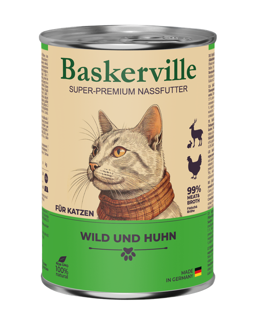 Консервированный корм Baskerville Оленина с мясом курицы для кошек 400 г (4250231597107) - Фото 1 Консервированный корм Baskerville Оленина с мясом курицы для кошек 400 г (4250231597107) - изображение 1