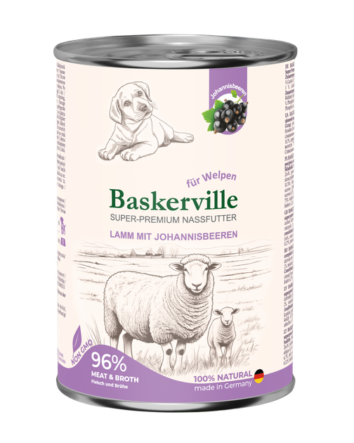 Консервированный корм Baskerville Super Premium Ягненок со смородиной для щенков 400 г (4250231541780) - Фото 1 Консервированный корм Baskerville Super Premium Ягненок со смородиной для щенков 400 г (4250231541780) - изображение 1