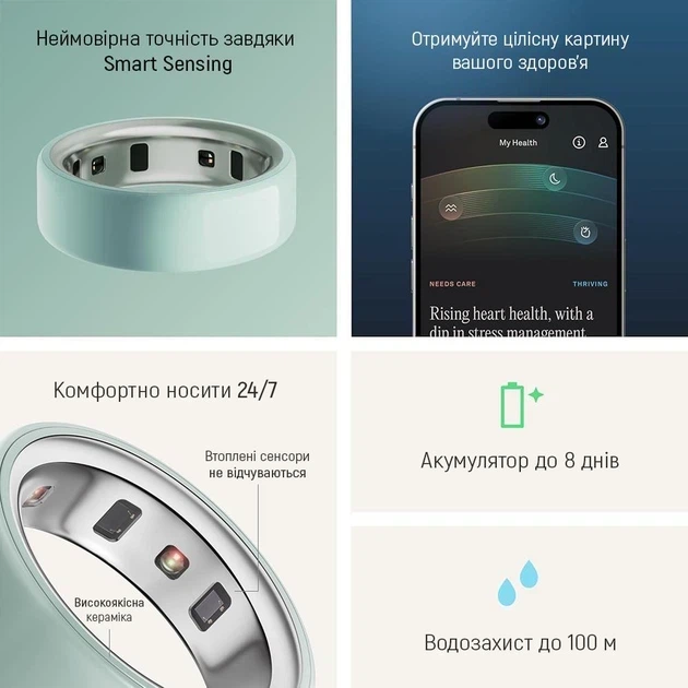Смарт-кільце Oura Ring 4 Ceramic Tide Size 10 (JZ90-57461-10) - изображение 6