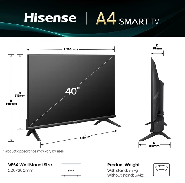 Телевізор Hisense 40" 40A4Q - изображение 4