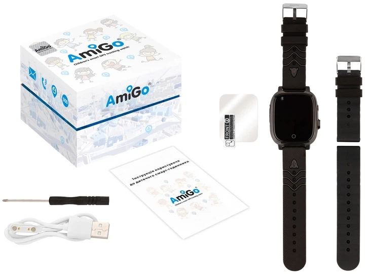 Дитячий смарт-годинник AmiGo GO005 4G Wi-Fi Thermometer Black (747016) - Фото 2 Дитячий смарт-годинник AmiGo GO005 4G Wi-Fi Thermometer Black (747016) - изображение 2