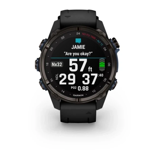 Смарт-годинник GARMIN Descent Mk3i 43 mm Carbon Gray DLC Titanium w. Black Silicone Band (010-02753-10/11) - Фото 3 Смарт-годинник GARMIN Descent Mk3i 43 mm Carbon Gray DLC Titanium w. Black Silicone Band (010-02753-10/11) - зображення 3