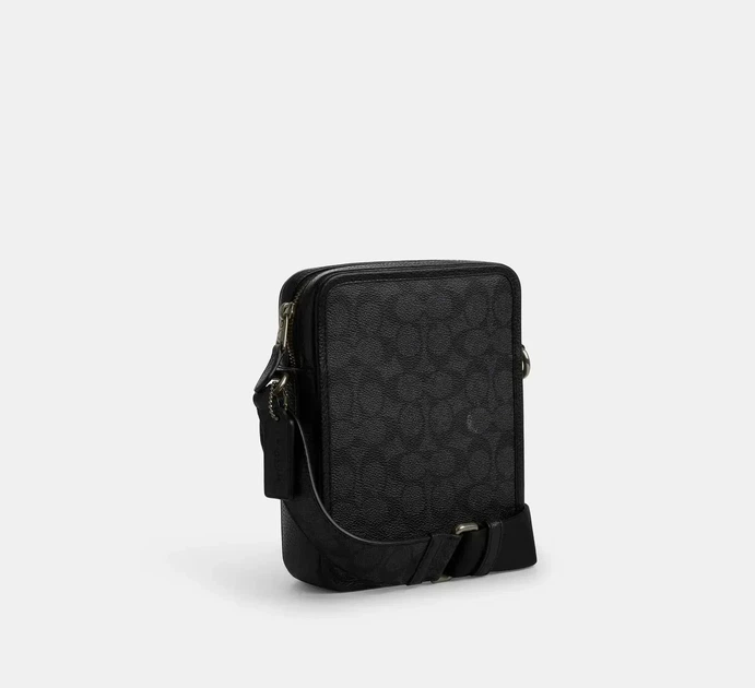 Чоловіча сумка планшет Coach Sullivan Crossbody Signature Canvas Чорна Месенджер - зображення 2