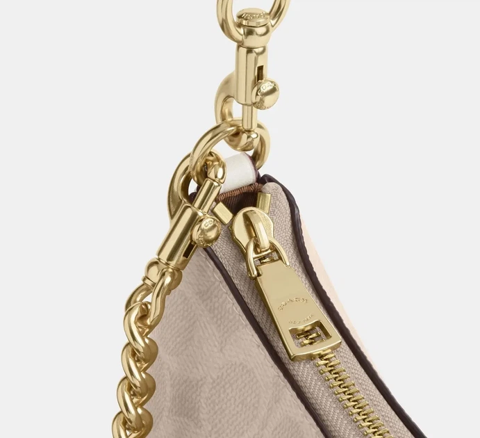 Жіноча сумка Coach Teri Shoulder Bag Signature Canvas Light Khaki Кросбоді Багет Біла - Фото 3 Жіноча сумка Coach Teri Shoulder Bag Signature Canvas Light Khaki Кросбоді Багет Біла - зображення 3