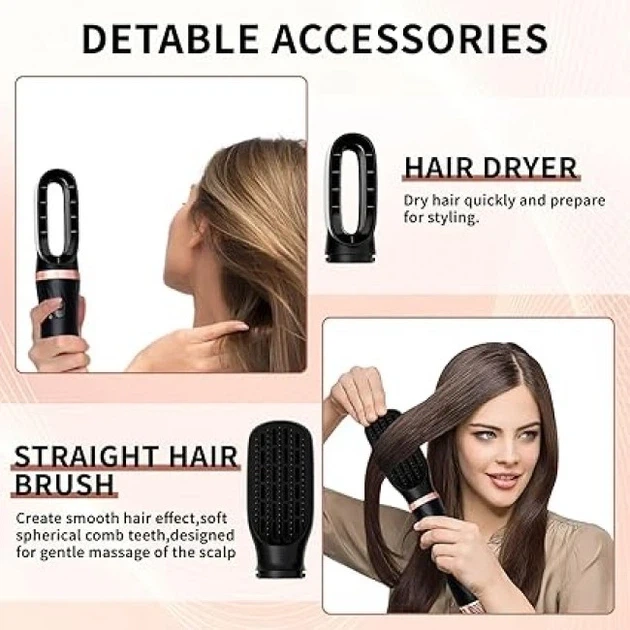 Фен-щетка Airstyler WT-623 6 в 1, 1000 Вт, мультистайлер для укладки волос с 6 насадками, керамика турмалин, ионизация - изображение 5