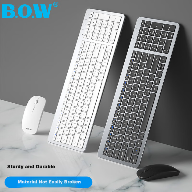 Комплект беспроводной BOW HW198CL-2 Wireless Серебристый/Белый - изображение 3