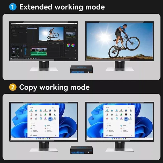 KVM-перемикач Vpfet VP-SW220 HDMI Dual Monitor 2 порти 4K 60Hz USB 3.0 чорний - Фото 5 KVM-перемикач Vpfet VP-SW220 HDMI Dual Monitor 2 порти 4K 60Hz USB 3.0 чорний - зображення 5