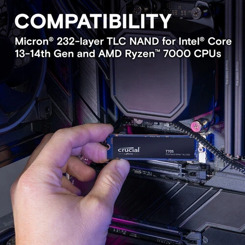 SSD диск Crucial T705 1TB PCIe Gen5.0 x4 NVMe M.2 SSD (CT1000T705SSD3) - Фото 6 SSD диск Crucial T705 1TB PCIe Gen5.0 x4 NVMe M.2 SSD (CT1000T705SSD3) - зображення 6