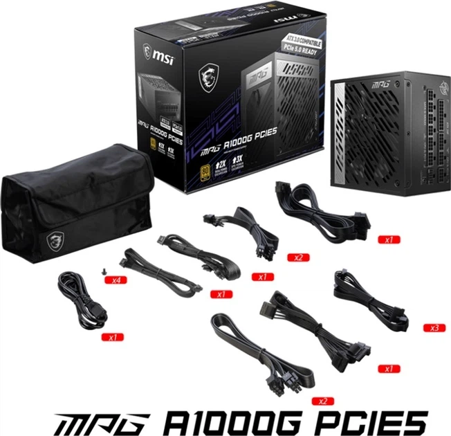 Блок живлення MSI MPG A1000G PCIE5 - Фото 2 Блок живлення MSI MPG A1000G PCIE5 - зображення 2