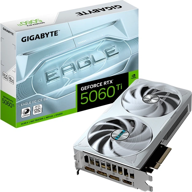 Відеокарта Gigabyte PCI-Ex GeForce RTX 5060 Ti EAGLE OC ICE 8G 8GB GDDR7 (128bit) (2617/28000) (HDMI, 3 x DisplayPort) (GV-N506TEAGLEOC ICE-8GD) - изображение 2