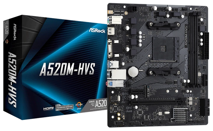 Материнська плата ASRock A520M-HVS (sAM4, AMD A520, PCI-Ex16) - зображення 2