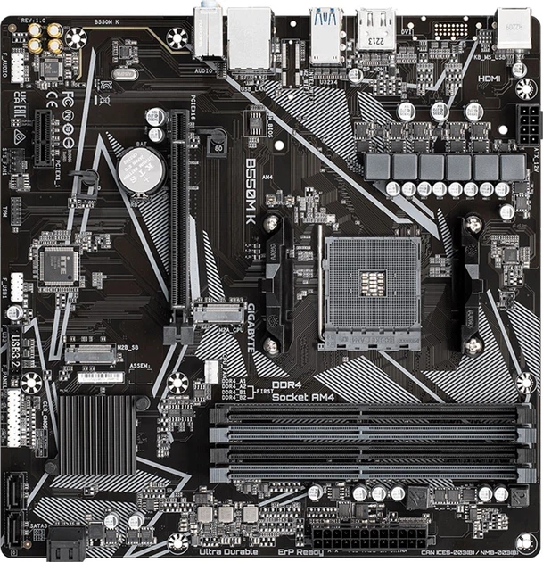 Материнська плата Gigabyte B550M K (sAM4, AMD B550, PCI-Ex16) - Фото 3 Материнська плата Gigabyte B550M K (sAM4, AMD B550, PCI-Ex16) - изображение 3