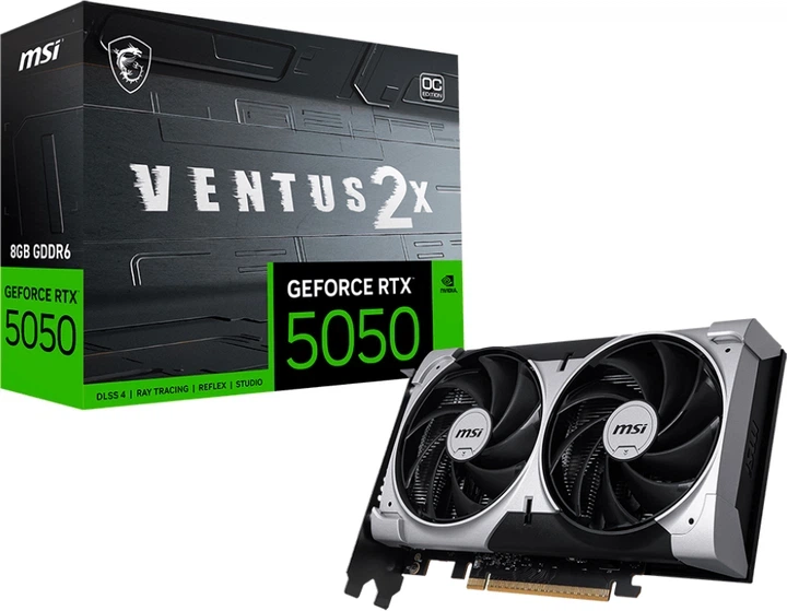 Відеокарта MSI PCI-Ex GeForce RTX 5050 VENTUS 2X OC 8GB GDDR6 (128bit) (2617/20000) (HDMI, 3 x DisplayPort) (GeForce RTX 5050 8G VENTUS 2X OC) - зображення 2