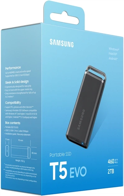 SSD диск Samsung T5 Evo 2TB USB Type-C 3D QLC (MU-PH2T0S/EU) External - Фото 11 SSD диск Samsung T5 Evo 2TB USB Type-C 3D QLC (MU-PH2T0S/EU) External - зображення 11