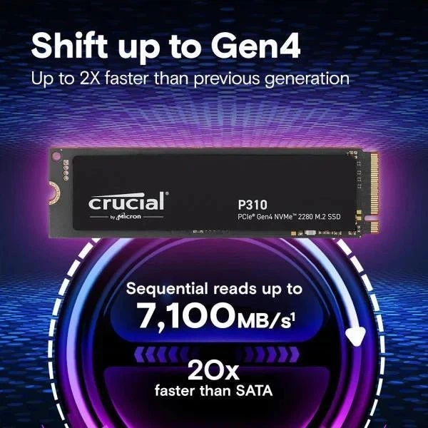 Внутрішній SSD накопичувач Crucial P310 4TB (CT4000P310SSD8) - изображение 3