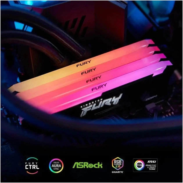 Модуль пам'яті Kingston Fury Beast RGB DDR4-3200 8GB (KF432C16BB2A/8WP) - Фото 2 Модуль пам'яті Kingston Fury Beast RGB DDR4-3200 8GB (KF432C16BB2A/8WP) - изображение 2