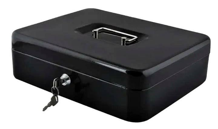 Копилка сейф металлическая для денег и документов 30x24x9 см черная Malatec HE1003 - Фото 3 Копилка сейф металлическая для денег и документов 30x24x9 см черная Malatec HE1003 - изображение 3
