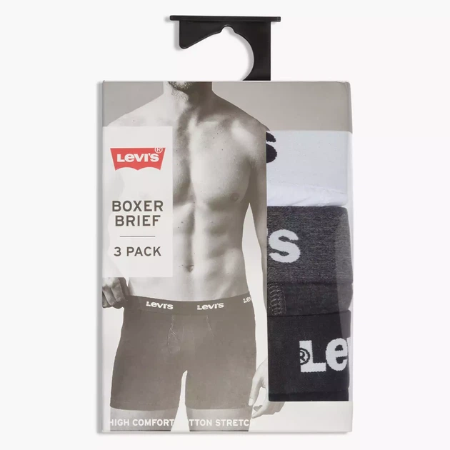 Чоловічі боксери труси набір з 3 шт Levi`s boxer briefs white розмір S - изображение 2