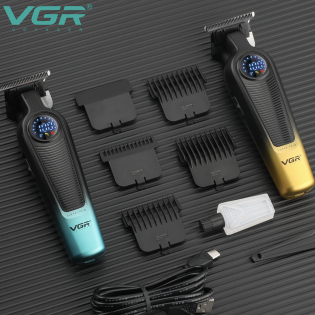 Машинка для стриження VGR V-996 акумуляторний Тример 2000 mAh YELLOW з дисплеєм - зображення 2