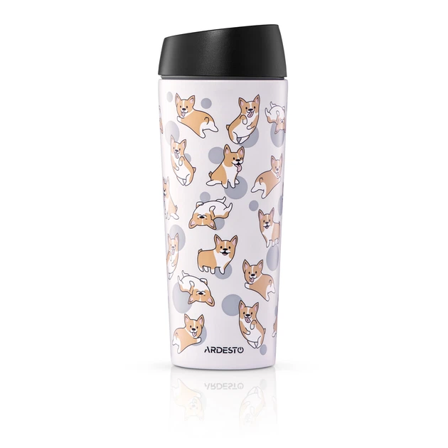 Термокружка Ardesto Coffee Time Corgi серый 450 мл (AR2645CR) - Фото 2 Термокружка Ardesto Coffee Time Corgi серый 450 мл (AR2645CR) - изображение 2
