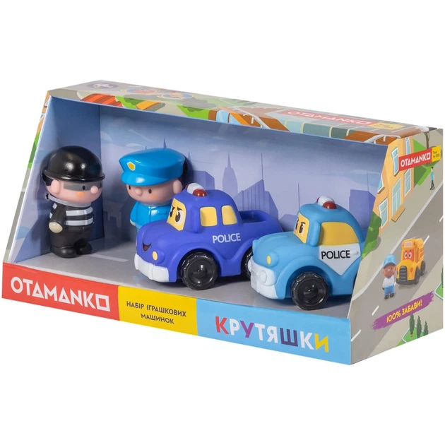 Набор машинок OTAMANKO Крутяшки, 2 шт. с 2 фигурками кукол (полицейськие машины) - изображение 6