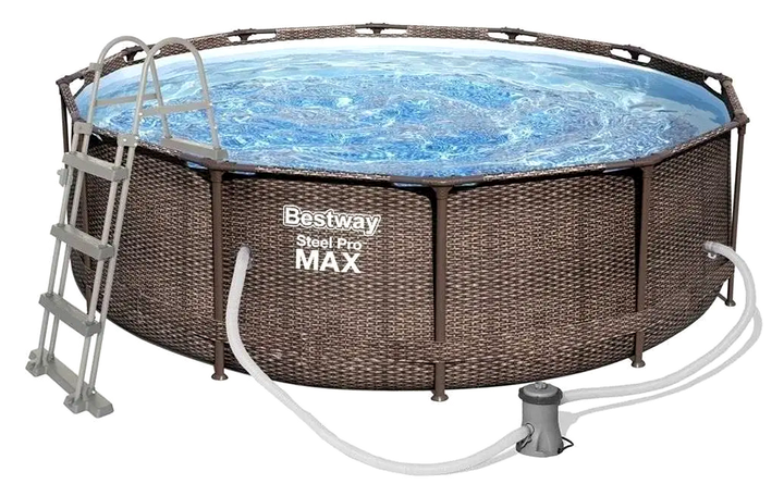 Каркасный бассейн 366x100 см с насосом и лестницей для дачи ротанг Bestway KT3563 - Фото 7 Каркасный бассейн 366x100 см с насосом и лестницей для дачи ротанг Bestway KT3563 - изображение 7