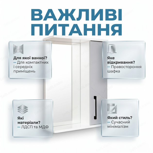 Зеркальный шкаф Велла 60х72х18см для ванной косметики правое открывание настенный зеркало с полкой серый - изображение 4