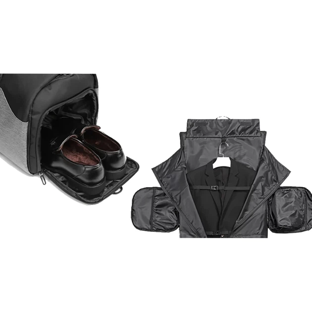 Дорожная сумка Wozinsky Premium для костюма с карманом для влажных вещей 50л Black (5907769372179) - изображение 7