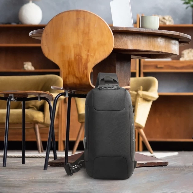 Рюкзак Wozinsky Premium на одно плечо антивор с органайзером и USB Black (5907769372186) - изображение 10