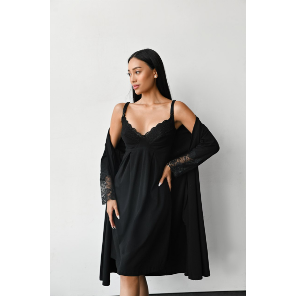 Нічна сорочка для годування Soft&Lace, розмір S (44), Чорна - изображение 10
