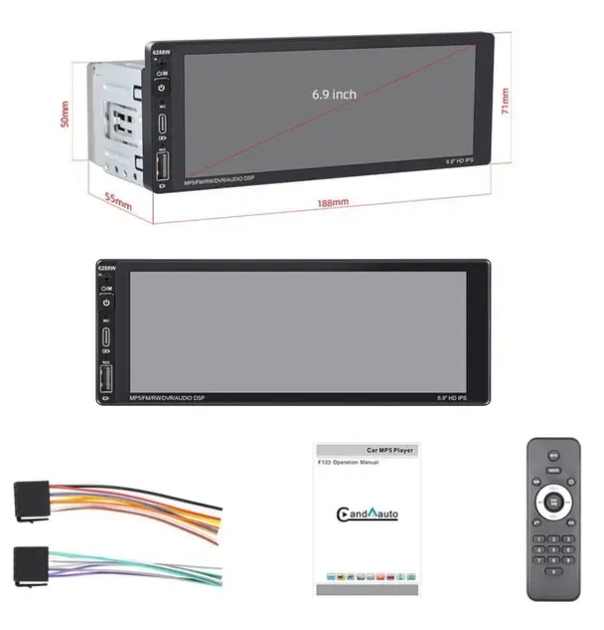 Автомагнитола 1 DIN 6288W MP5+Wireles Carplay+RC+SRC с сенсорным экраном - изображение 5
