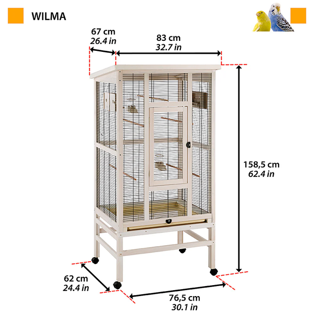 Клетка для канареек и попугаев Ferplast Wilma деревянный вольер 83x67x158,5 56160614 - изображение 2