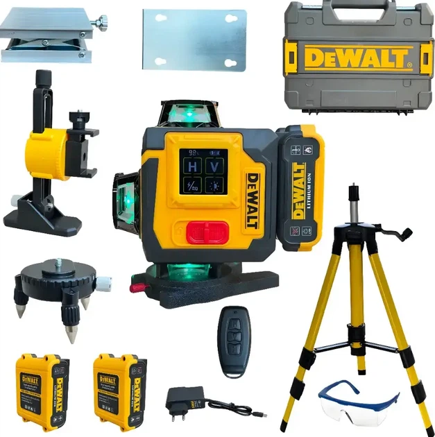 Лазерный уровень DeWalt DCLE34031N 4D 16 линий 360° со штативом профессиональный самовыравнивающийся аккумуляторный нивелир 3.7V/5Ah для строительных и отделочных работ - изображение 2