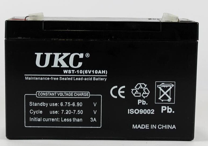 Аккумулятор BATTERY 6V 10A UKC, Свинцово-кислотная универсальная аккумуляторная батарея с гелевым наполнением - Фото 3 Аккумулятор BATTERY 6V 10A UKC, Свинцово-кислотная универсальная аккумуляторная батарея с гелевым наполнением - изображение 3