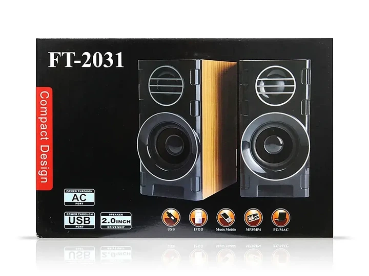 Компьютерные колонки, от USB, 3W, FT-2031, Коричневый, Проводные колонки для компьютера, Музыкальные колонки для ПК - Фото 5 Компьютерные колонки, от USB, 3W, FT-2031, Коричневый, Проводные колонки для компьютера, Музыкальные колонки для ПК - изображение 5