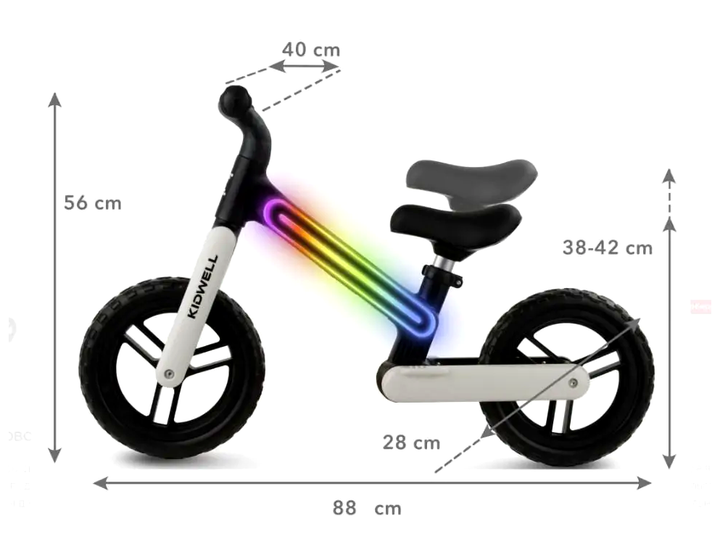 Беговел с LED подсветкой легкий для детей до 30 кг 28 см черный Kidwell CS-0412 - Фото 4 Беговел с LED подсветкой легкий для детей до 30 кг 28 см черный Kidwell CS-0412 - зображення 4
