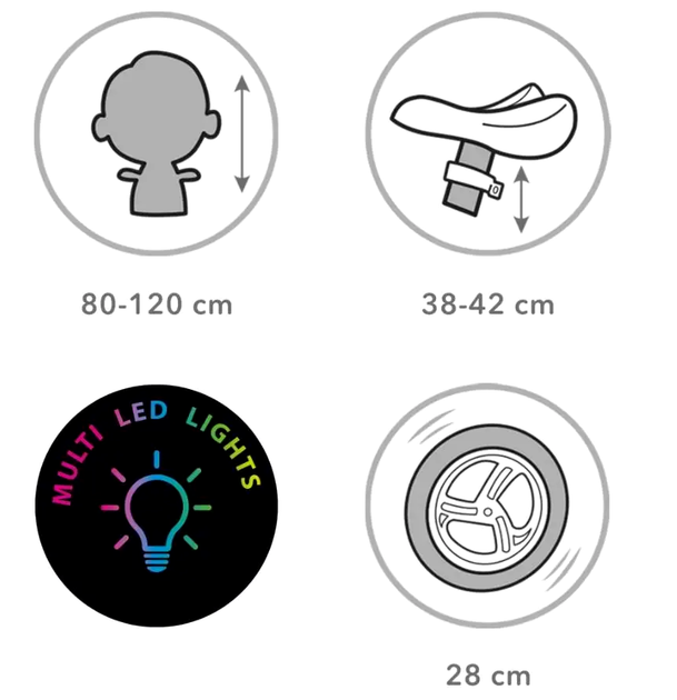 Беговел с LED подсветкой легкий для детей до 30 кг 28 см черный Kidwell CS-0412 - Фото 8 Беговел с LED подсветкой легкий для детей до 30 кг 28 см черный Kidwell CS-0412 - зображення 8
