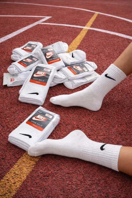 Носки NIKE высокие белые 41-44 набор 30 пар унисекс спортивные хлопковые демисезонные - изображение 10