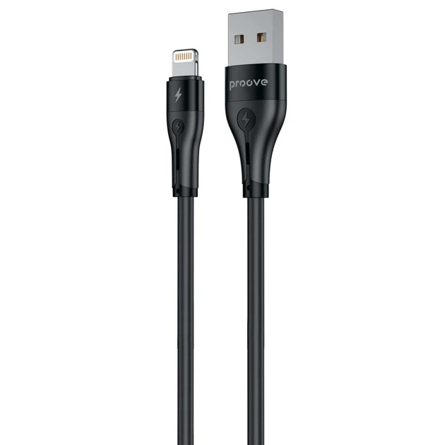 Кабель Proove з м'якого силікону USB на Lightning 2,4 А (2 м) чорний - Фото 1 Кабель Proove з м'якого силікону USB на Lightning 2,4 А (2 м) чорний - зображення 1