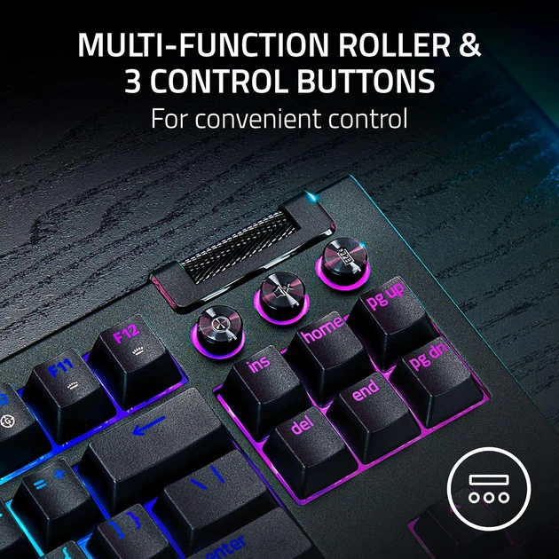 Razer Клавіатура механічна Razer BlackWidow V4 TKL HyperSpeed, 87key, Orange Switch Gen-3, USB-A/WL/BT, EN, RGB, чорний - изображение 5