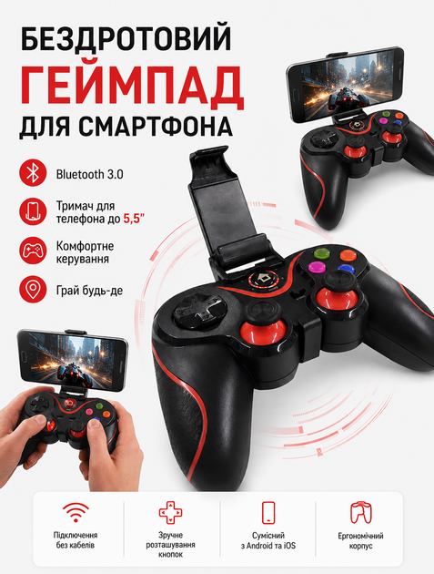 Геймпад игровой беспроводной Gen Game Bluetooth для смартфона ПК и Android/iOS - изображение 6