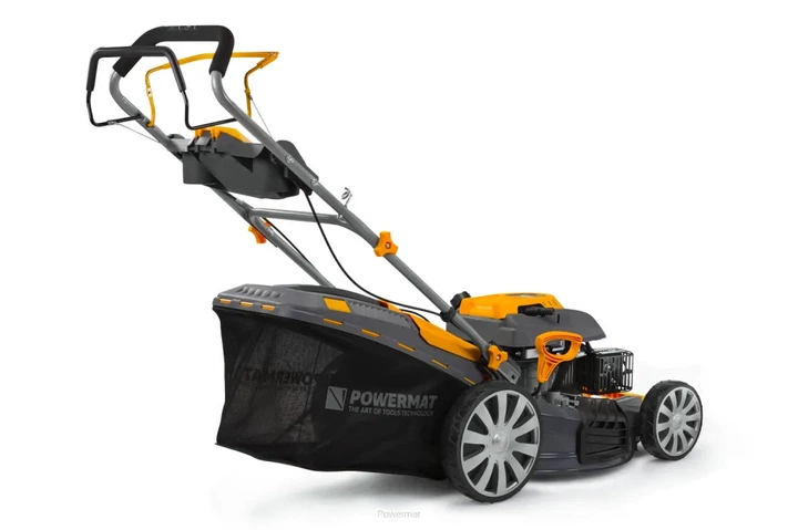 Бензиновая газонокосилка Powermat PM0614 7 л.с. 60 л с мульчированием самоходная с регулировкой высоты держатель для напитков - изображение 3