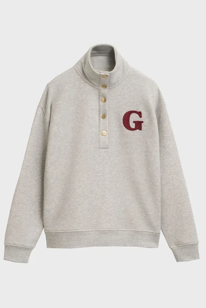 Жіноча світло-сіра спортивна кофта G BADGE HALF BUTTON UP Gant XS 4202552 - изображение 5